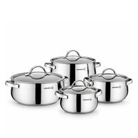 Korkmaz Samara 8-Piece Stainless Steel Cookware Set | Induction Compatible Cookware | KA1964