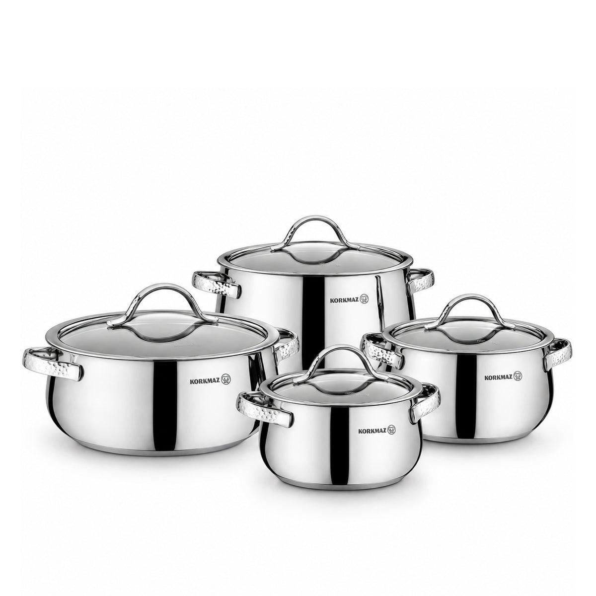 Korkmaz Samara 8-Piece Stainless Steel Cookware Set | Induction Compatible Cookware | KA1964