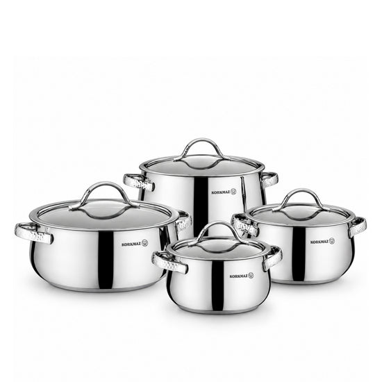 Korkmaz Samara 8-Piece Stainless Steel Cookware Set | Induction Compatible Cookware | KA1964