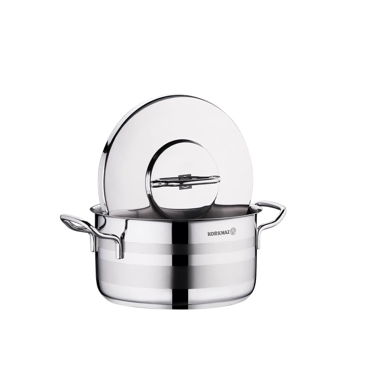Korkmaz Astra2 Casserole 20X11.5 cm / 3.3 L | Induction Compatible Tri-Ply Bottom Cooking Pot | Stainless Steel Pot KA2023