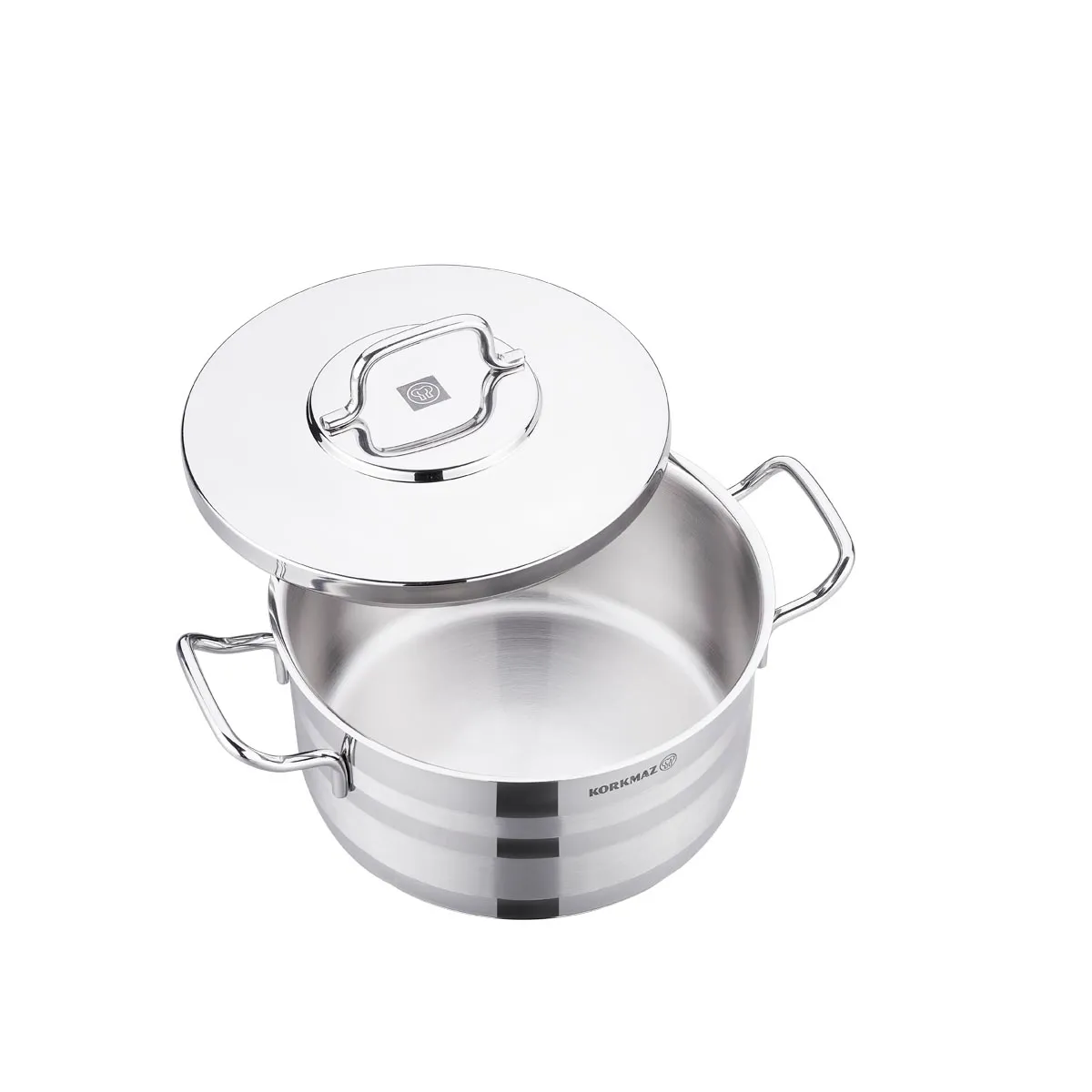 Korkmaz Astra2 Casserole 18X10.5 cm / 2.6 L |Induction Compatible Tri-Ply Bottom Cooking Pot |  Stainless Steel Pot KA2022