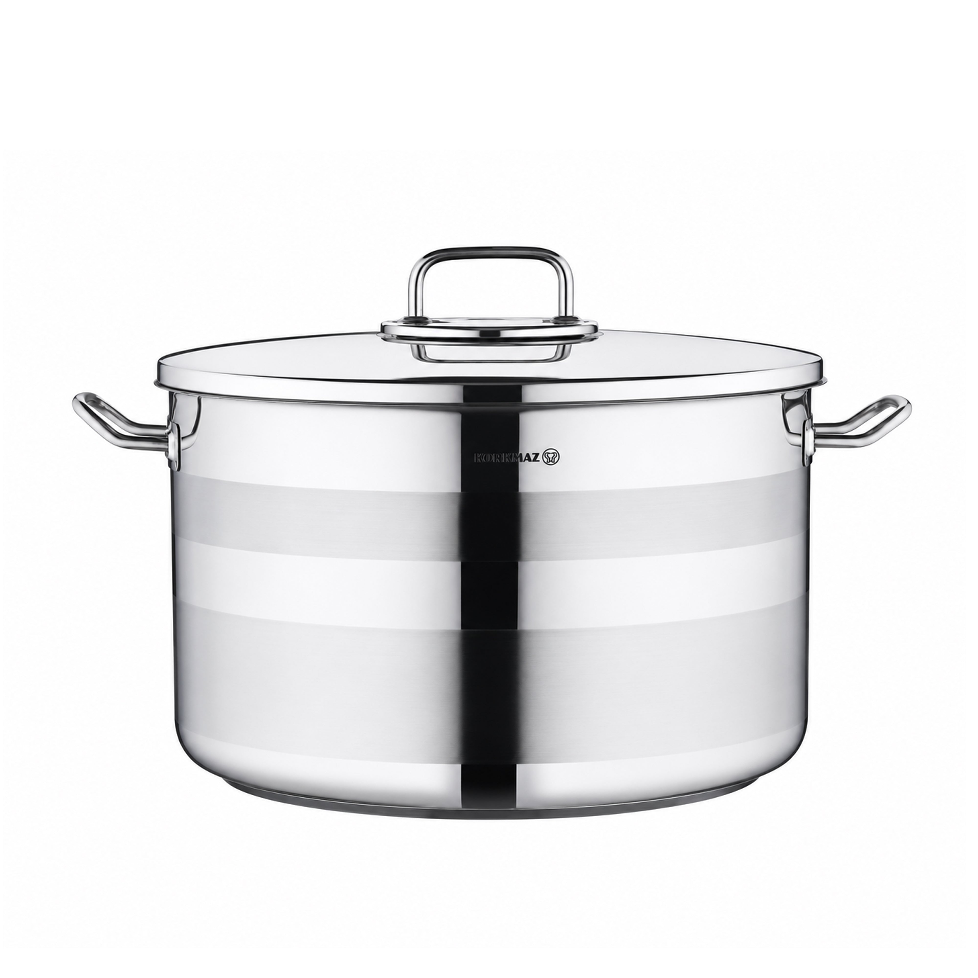 Korkmaz Astra2 Casserole 28x16 cm / 9.5 L | Induction Base Compatible Tri-Ply Bottom Satinless Steel Pot | Dishwasher Safe Stock Pot - KA2027