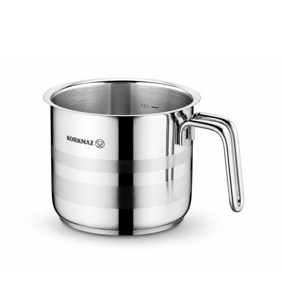 Korkmaz Astra Stainless Steel Induction Compatible Tri-Ply Bottom Milk Pot 14 cm / 2 Ltr |  KA2045