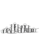 Korkmaz Astron 15 pc Cookware set | Stainless Steel Pots and Pans Set | Inductions Compatible Tri-Ply Bottom Cooking Set  | Silver - KA2057