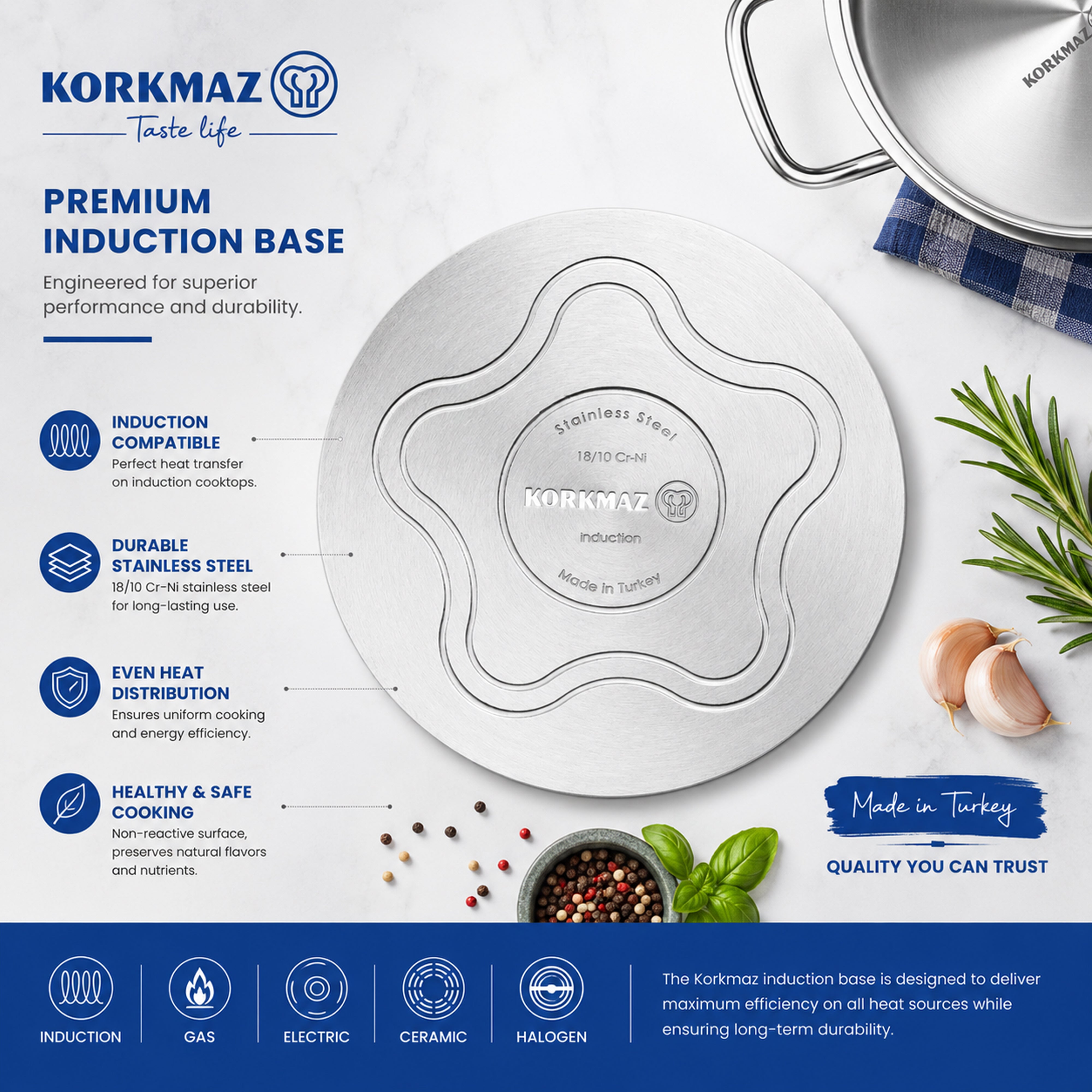 Korkmaz Astra Low Stainless Steel Casserole Pot 26X10 Cm / 5.3 L.
 | KA1907