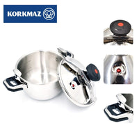 Korkmaz  Stainless Steel Pressure Cooker 26L | Aluminium Capsul Base Turkish Pressure Cooker with Heavy Lid | KA773-07