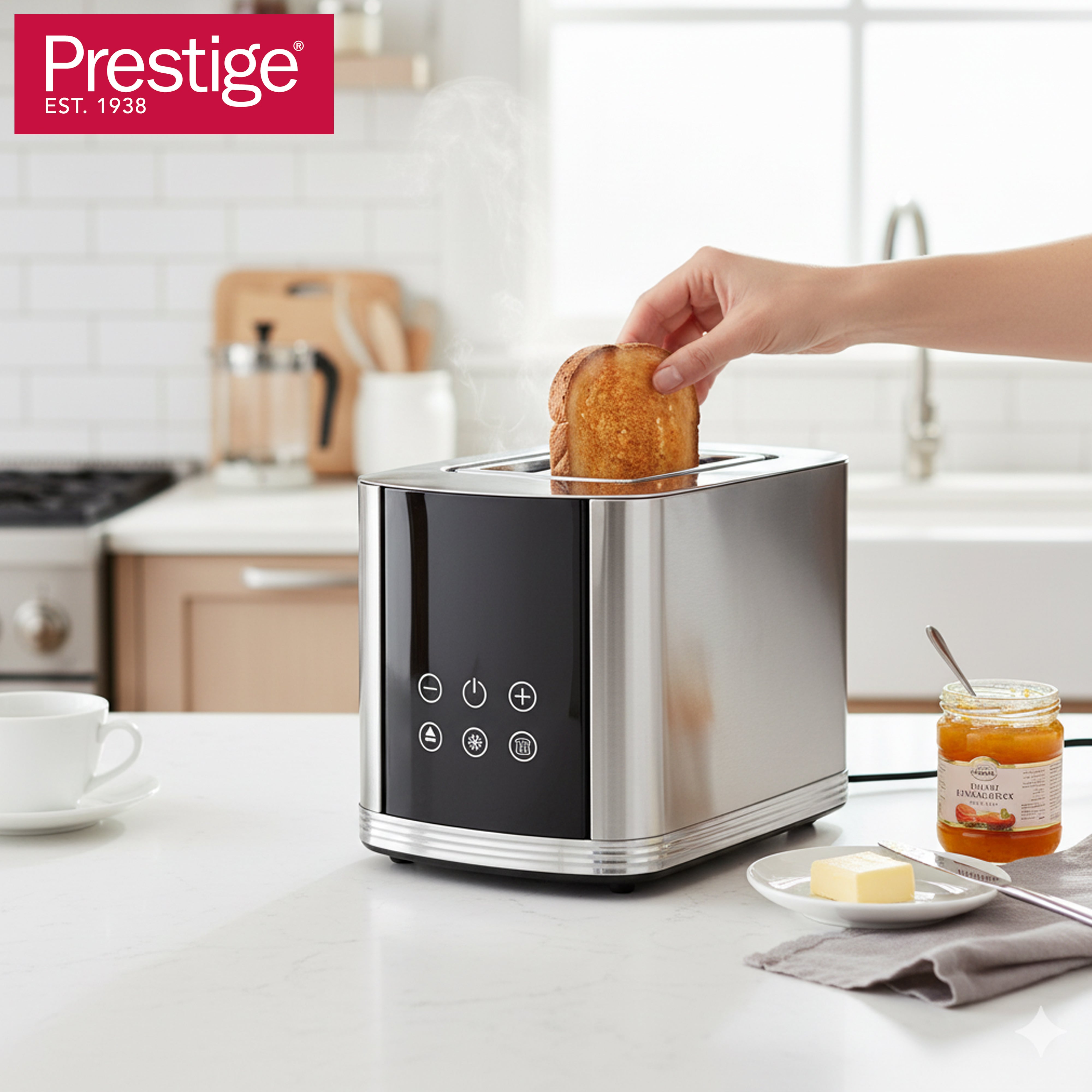 Prestige 2 Slice 800W Stainless Steel Toaster with Digital Touchscreen Interface | PR81535