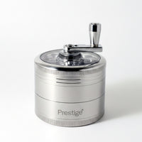 Prestige Herb Grinder 4 Layers Grinder | Hand Crank Spice/Coffee Mill with Magnetic Lid (Silver) | PR50633