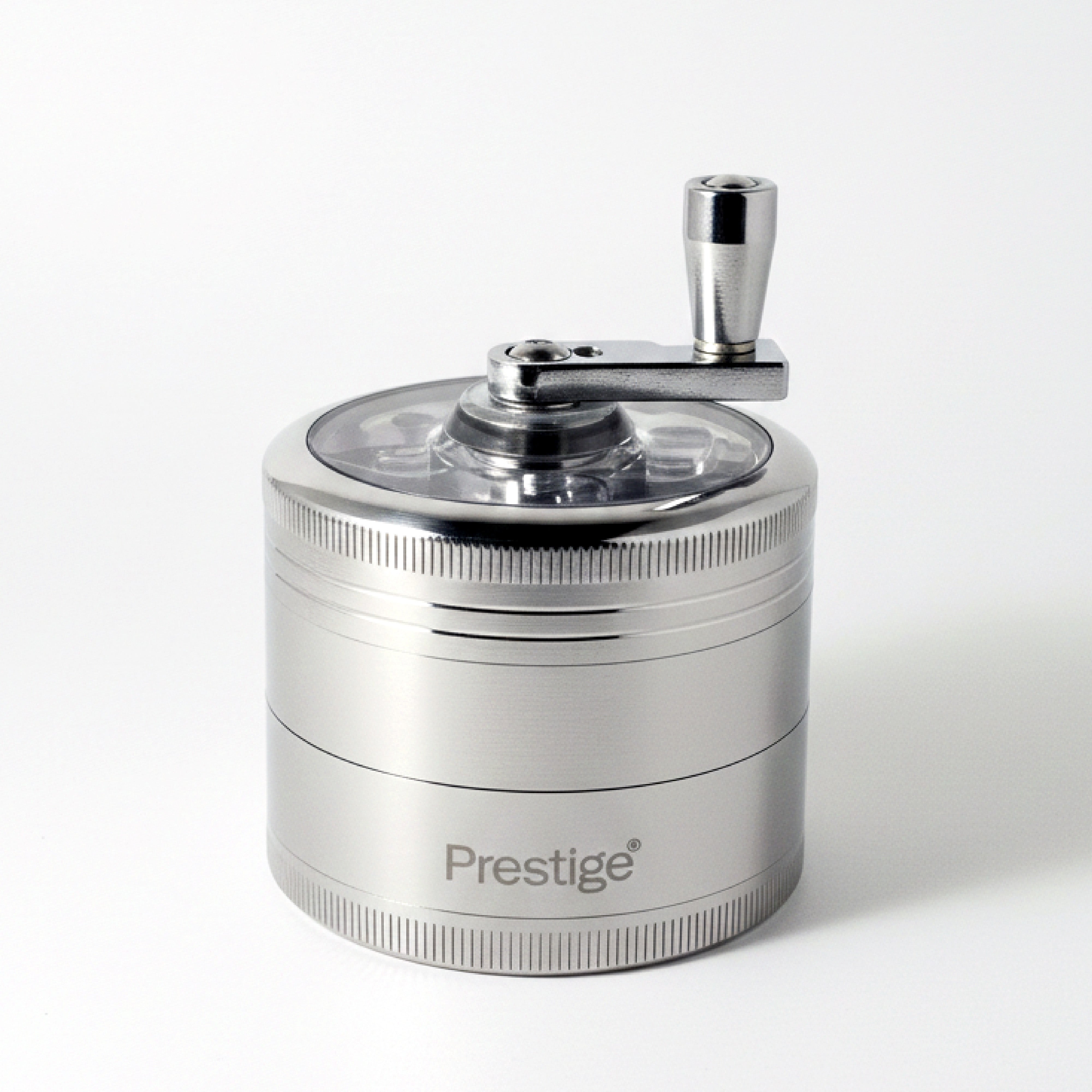 Prestige Herb Grinder 4 Layers Grinder | Hand Crank Spice/Coffee Mill with Magnetic Lid (Silver) | PR50633