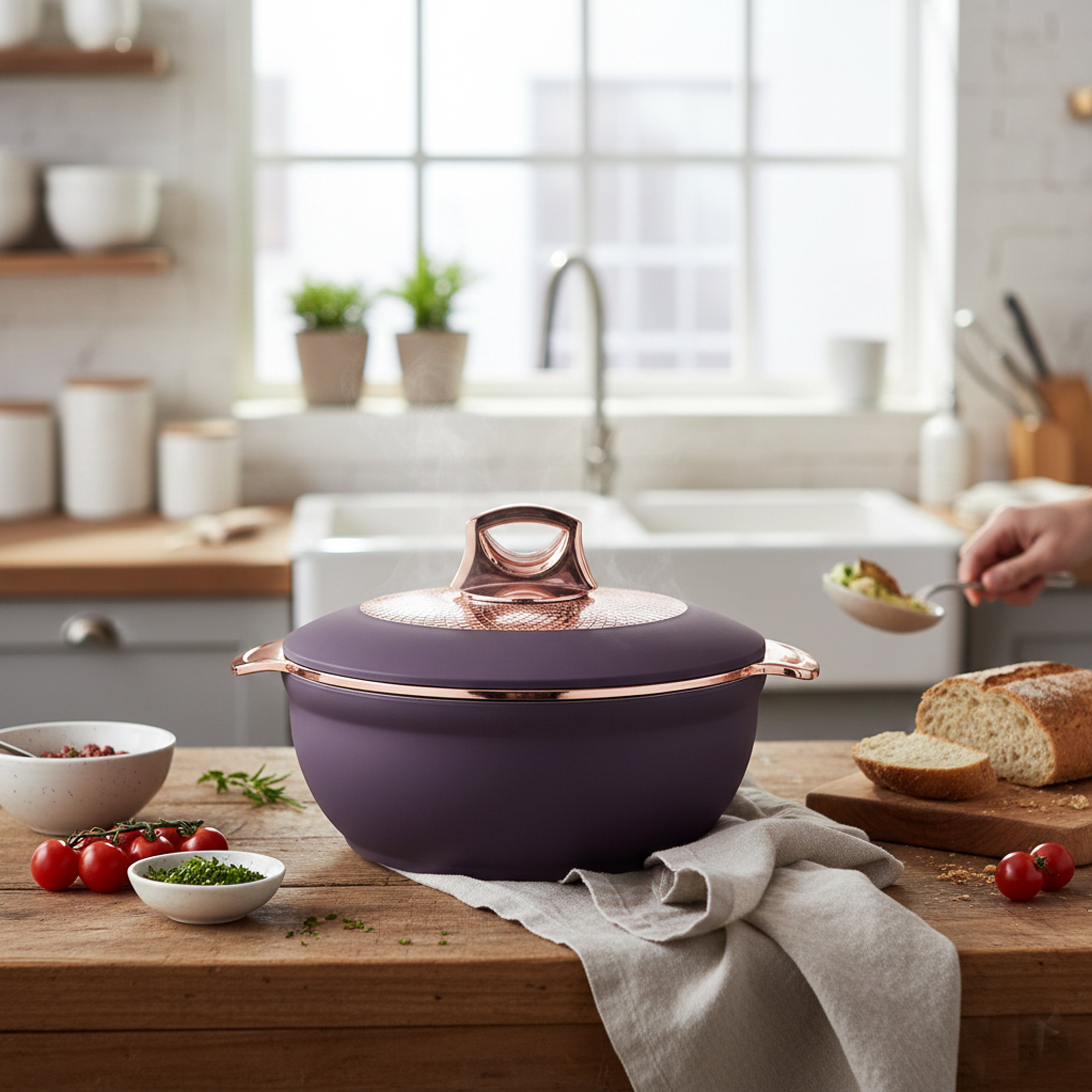 Asian Globus  Casserole Dlx 1200 Ml - Maroon | Super PU Insulation Hot Pot with Stainless Steel Inner Casing | Dishwasher Safe | Serving Dishes with Lids | Hot Food Storage Container & Warmers