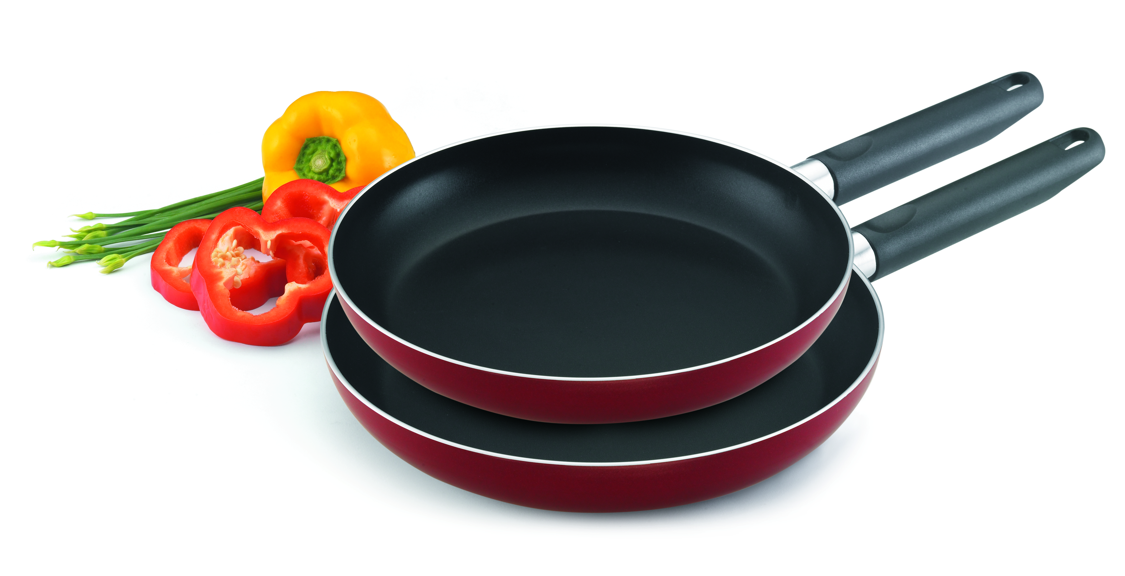 Prestige Classique Non-Stick 2Pcs Cookware Pan Set | 3X Ultra Tough Induction Compatible Frying Pan 24Cm + 28CM | Red - PR15922