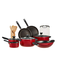 Prestige Classique 16 Piece Non stick cookware Set | Non Stick Cooking Pan Set | 2 Fry Pans, 2 Casseroles, 2 Saucepan, Kadai, 3 Glass Lids, Cutting Board & 5 Spatulas | PR21234