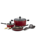 Prestige Cast Aluminium Cookware Sets of 7 Piece | Non Stick Aluminium| Casserole | Saucepan | Fry Pan- PR22353-Red