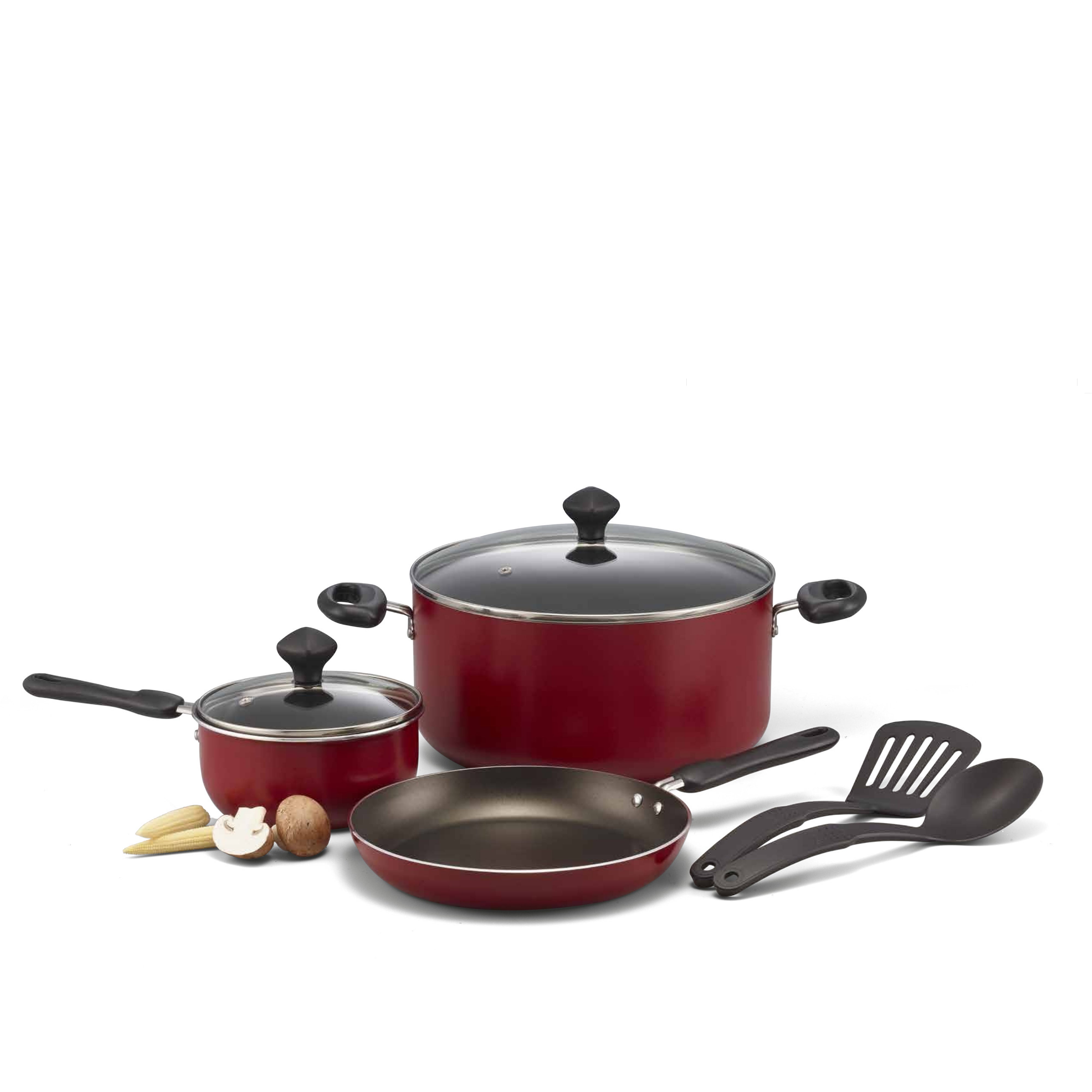 Prestige Cast Aluminium Cookware Sets of 7 Piece | Non Stick Aluminium| Casserole | Saucepan | Fry Pan- PR22353-Red