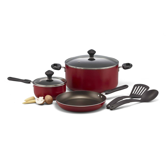 Prestige Cast Aluminium Cookware Sets of 7 Piece | Non Stick Aluminium| Casserole | Saucepan | Fry Pan- PR22353-Red