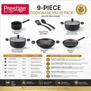 Prestige 9pcs Cookware Value Pack Sets | Non-Stick Pots and Pans set | Non-Stick Kitchen Cooking Set with Frying Pans, Saucepan | PR22480