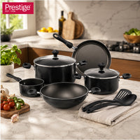 Prestige 9pcs Cookware Value Pack Sets | Non-Stick Pots and Pans set | Non-Stick Kitchen Cooking Set with Frying Pans, Saucepan | PR22480