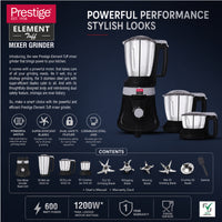 Prestige Element Tuff Mixer Grinder 1200W Max With 3 Jars - Black | PR43191