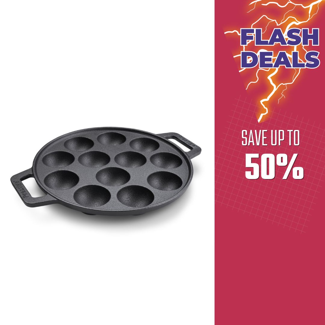 Prestige Cast Iron Pre-Seasoned Duel Handle Appam Pan 26 CM | PR48908