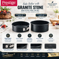 Prestige Granite 2Pcs Bakeware Set (20Cm Springform Cake Tin & 26Cm Loose Round Cake Tin) | PR49077
