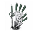 Prestige Kitchen Knife Set with Acrylic Knife Stand | Premium Kitchen Set with Clear Storage Block | Laser-cut Rust-free Stainless Steel Blade | PR50910 - Green