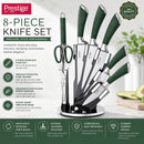 Prestige Kitchen Knife Set with Acrylic Knife Stand | Premium Kitchen Set with Clear Storage Block | Laser-cut Rust-free Stainless Steel Blade | PR50910 - Green