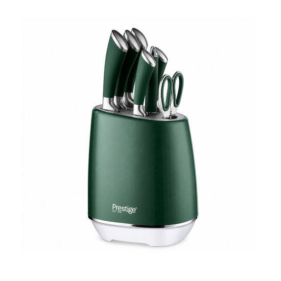 Prestige 8-Piece Stainless Steel Knife Block Set - Green | Knife set with stand | PR50911