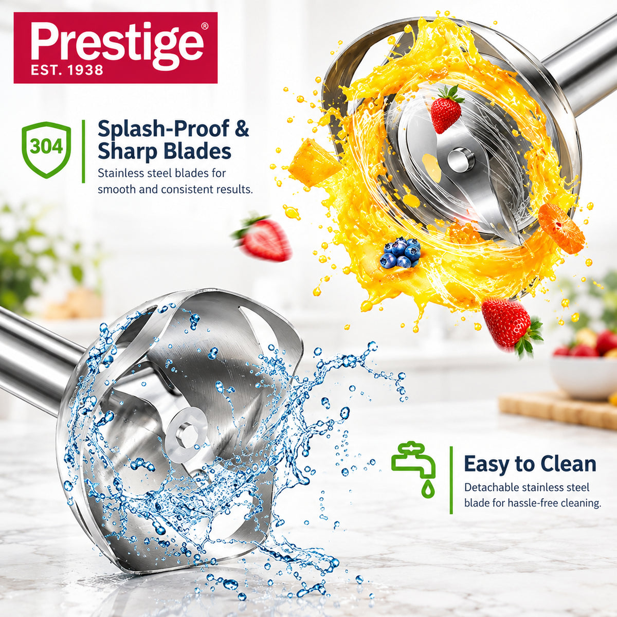 Prestige Hand Blender 600W Set  | Chopper & Whisk | PR54945