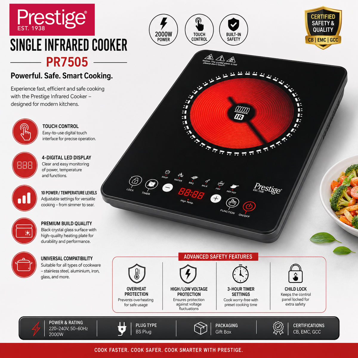 Prestige Single Infrared Cooker 2000W | PR7505