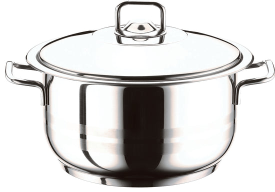 Prestige Infinity Stainless Steel Casserole with Glass Lid 28cm / 11 Ltr | Induction Compatible Covered Stockpot | Soup Pots | Silver - PR77379