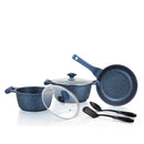 Prestige Essentials Granite 7 Piece Non-Stick Cast Aluminium Cookware Sets | Induction Compatible Pots and Pans Set | Dark Blue - PR80959