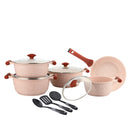 Prestige Essentials Granite 12 Piece Non-Stick Cast Aluminium Cookware sets |Induction Compatible Pots and Pans Set | Pink - PR80964
