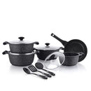 Prestige Essentials Granite 12 Piece Non-Stick Cast Aluminium Cookware sets | Induction Compatible Pots and Pans Set | Black - PR80965