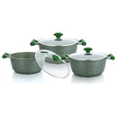 Prestige Essentials Pots and Pans Set | Granite 6 Piece Non-Stick Cast Aluminium Cookware set | Induction Base | Non Stick Cooking Set Combo | Green PR80968