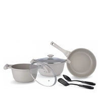 Prestige Essentials 7-Piece Grey Granite Set | Non-Stick Pots and Pans Set | Induction Compatible Cooking Set | PR80972