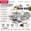 Prestige Essentials 7-Piece Grey Granite Set | Non-Stick Pots and Pans Set | Induction Compatible Cooking Set | PR80972