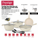 Prestige Essentials 9-Piece Off-White Granite Cookware Set | Non-Stick Pots and Pans Set | Induction Compatible Cooking Set | PR80975