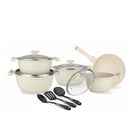 Prestige Essentials 12-Piece Off-White Granite Cookware Set | Non-Stick Pots and Pans Set | Induction Compatible Cooking Set | PR80977