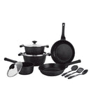 Prestige Essentials Nonstick Pots and Pans Set | Induction Cookware Set 11 Pieces | Non Stick Set Combo | Granite Cooking Set | Fry Pan Non Stick Combo Set | Black - PR80985
