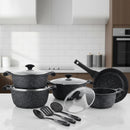 Prestige Essentials 9pcs Pots and Pans Set | Nonstick Cookware Sets | Granite Pots Set | Kitchen Induction Pots and Pans Cooking Sets | Pan Sets for Cooking | Black - PR80989