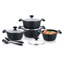 Prestige Essential 10 pcs Cookware Sets | Granite Coated Pots and Pans Set | Non-Stick Induction Compatible Cookware | Black - PR80997