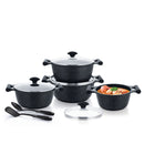 Prestige Essential 10 pcs Cookware Sets | Granite Coated Pots and Pans Set | Non-Stick Induction Compatible Cookware | Black - PR80997