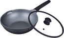 Prestige Essentials Cast Aluminum Wok with Glass Lid 28cm | Non stick Induction Compatible Cooking Pot | Black - PR81167