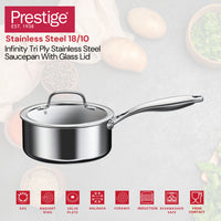 Prestige Infinity Tri Ply Stainless Steel 16cm Saucepan With Lid | Induction + all hob suitable | PR81186