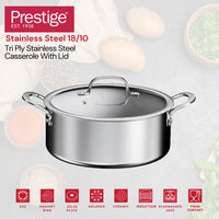 Prestige Infinity Tri Ply Stainless Steel 28cm Casserole With Lid | Induction + all hob suitable | PR81194