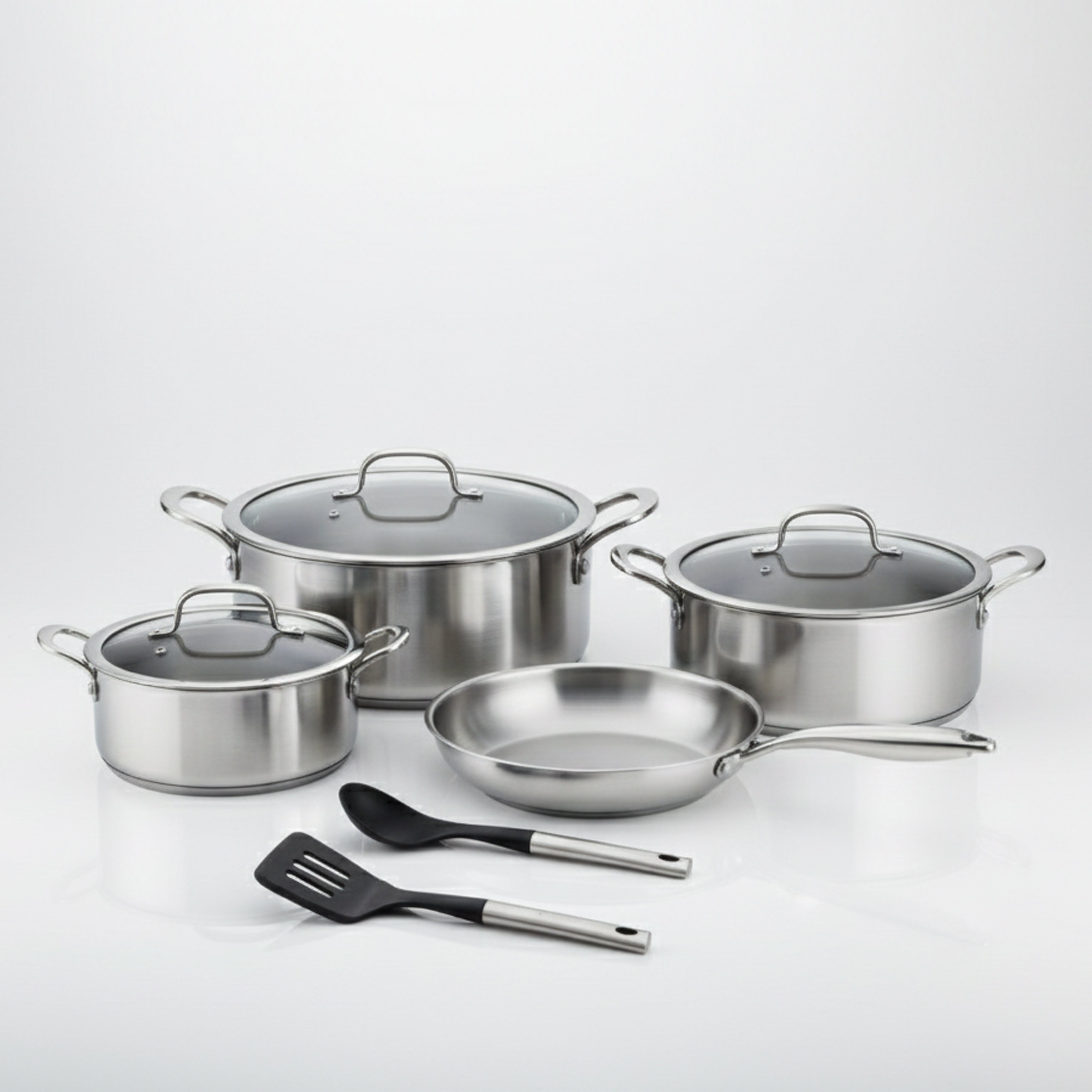 Prestige Tri Ply Stainless Steel 9 Pcs Cooking Set | Induction + all hob suitable | Pots and Pans Set | PR81201