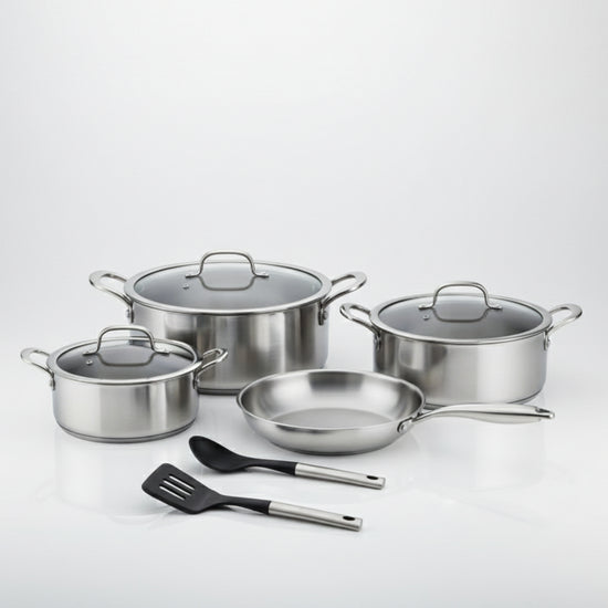 Prestige Tri Ply Stainless Steel 9 Pcs Cooking Set | Induction + all hob suitable | Pots and Pans Set | PR81201