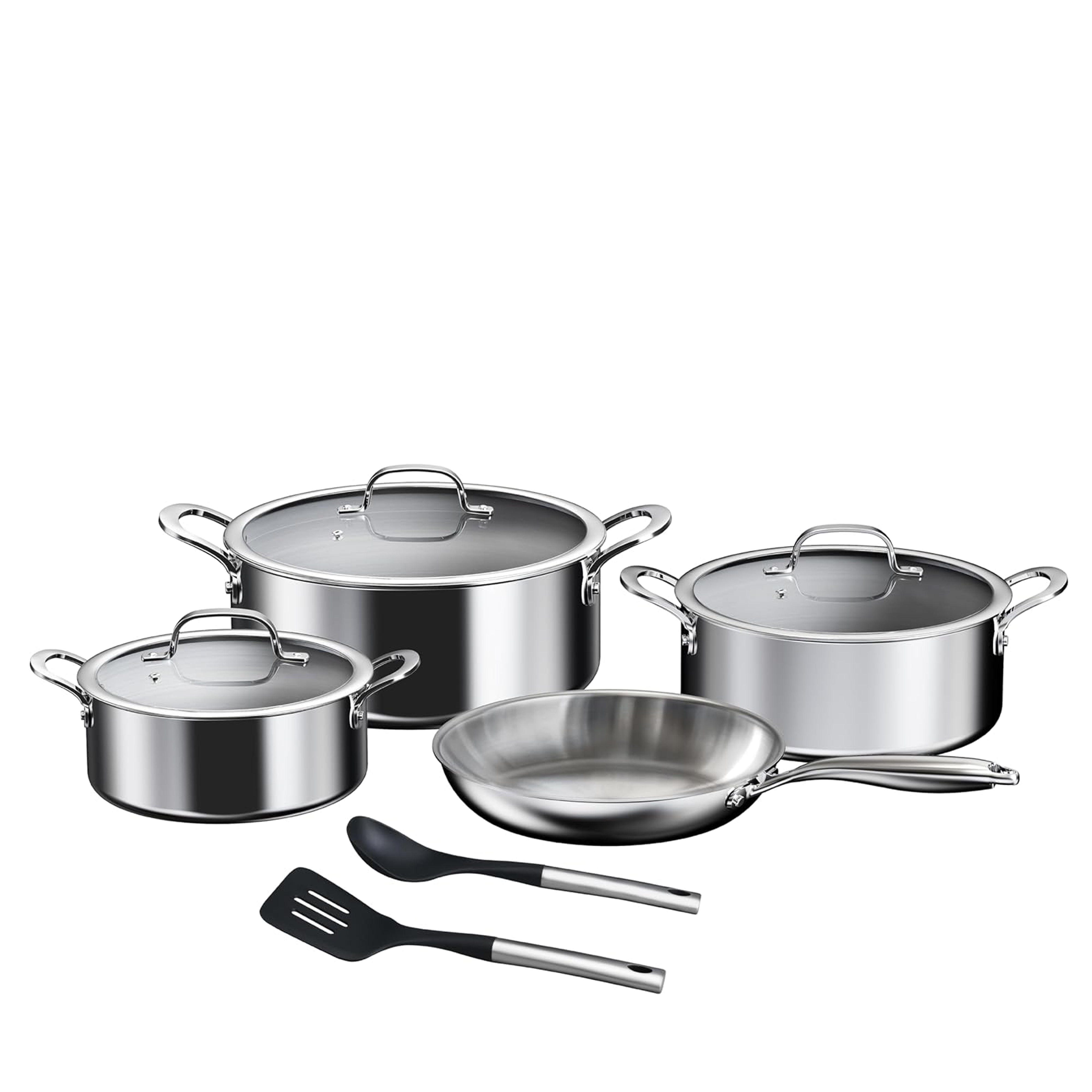 Prestige Tri Ply Stainless Steel 9 Pcs Cooking Set | Induction + all hob suitable | Pots and Pans Set | PR81201