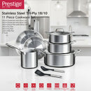 Prestige Tri Ply Stainless Steel 11 Pcs Cooking Set | Induction + all hob suitable | Pots and Pans Set | PR81202