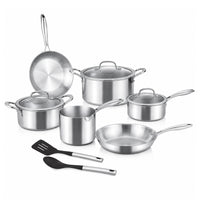 Prestige Tri Ply Stainless Steel 11 Pcs Cooking Set | Induction + all hob suitable | Pots and Pans Set | PR81202